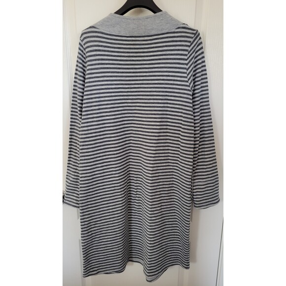 Women's Soft Surroundings Chill Time Sweatshirt Dress Gray Striped - Picture 2 of 4